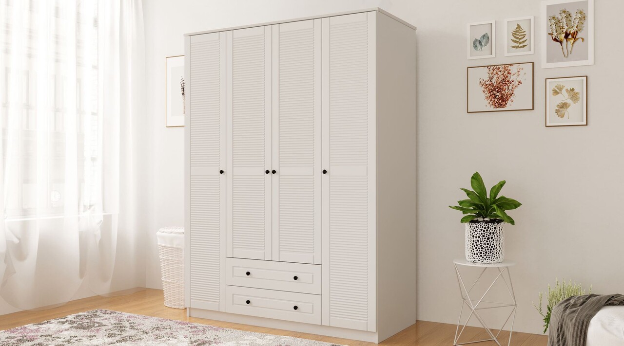 Dulap pentru haine, Hanah Home, Rb-063-01, 140x210x52 cm, Alb mat - imagine 6